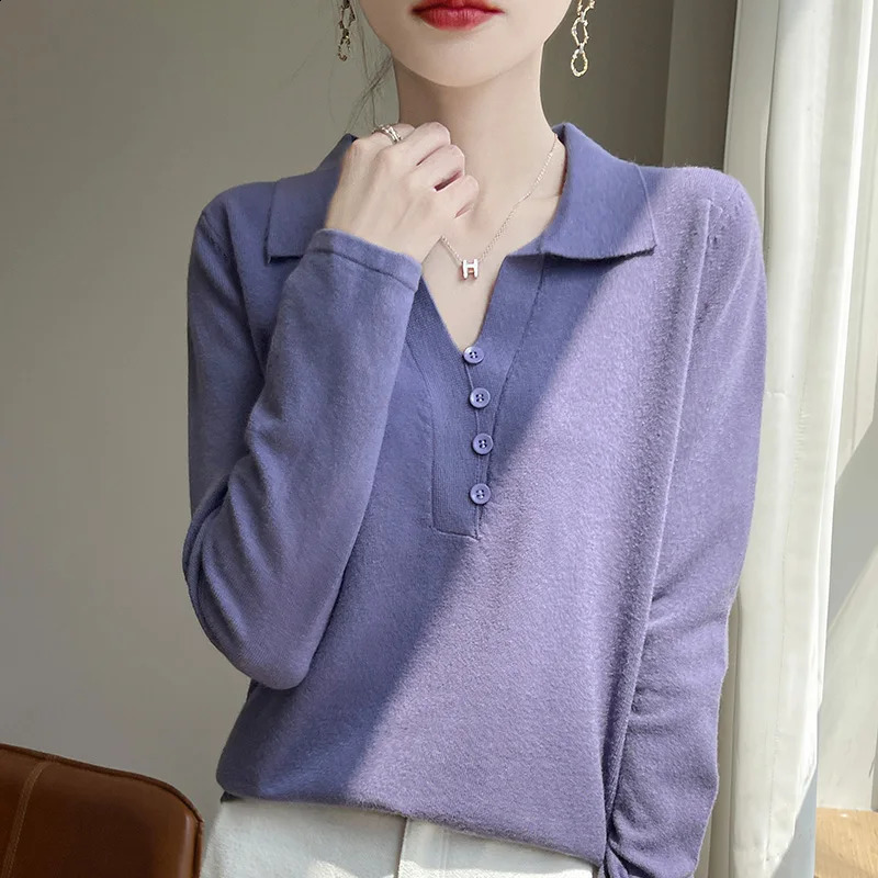 2024 AutumnWinter Cashmere Sweater Womens Knitted Hoodie Fashion Loose Bottom Shirt Top 241223