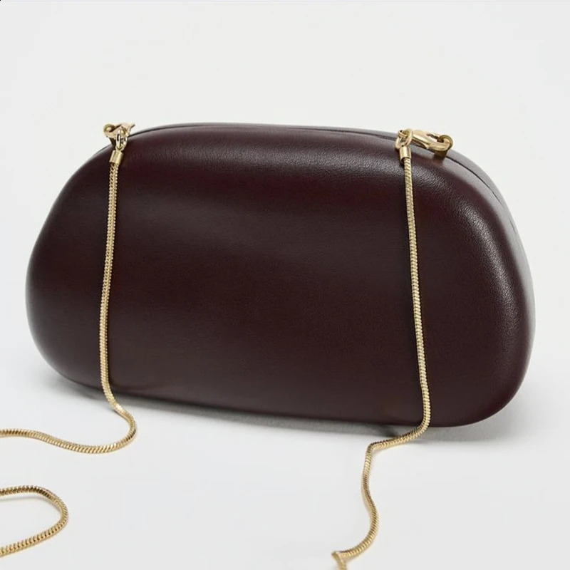 Ladies Mini Clutch Evening Bags For Women Handbags And Purses 2025 In PU Metal Grip Oval Box Chain Shoulder 241227