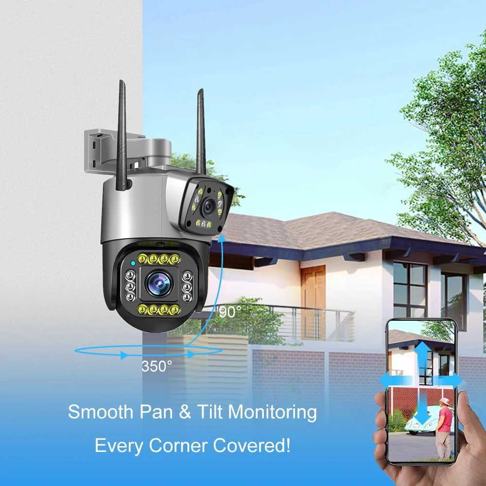 Dual Lens 4G IP Camera WiFi 8MP 4K Surveillance Cameras Wireless Outdoor Smart Home Night Vision V380 Digital Zoom CCTV CamaraXJ241228
