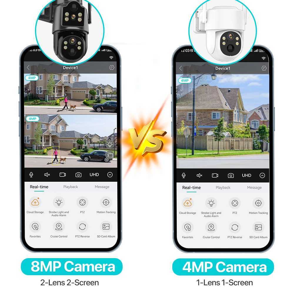 4K 8MP Wireless Solar Camera Outdoor WiFi PTZ Camera Built-in Battery 4MP PIR Detection Video Surveillance Long Time StandbyXJ241228