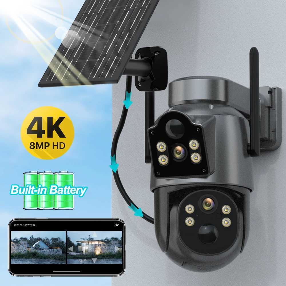 4K 8MP Wireless Solar Camera Outdoor WiFi PTZ Camera Built-in Battery 4MP PIR Detection Video Surveillance Long Time StandbyXJ241228