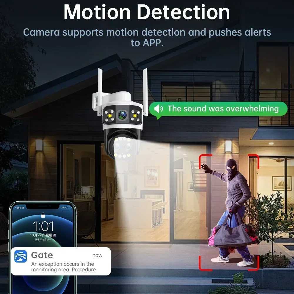 Outdoor WIFI Camera 6K 8MP Three Lens 10X Zoom PTZ Human Detection 4K 6MP Dual Sns WiFi IP Surveillance CCTV Security YooseeXJ241228