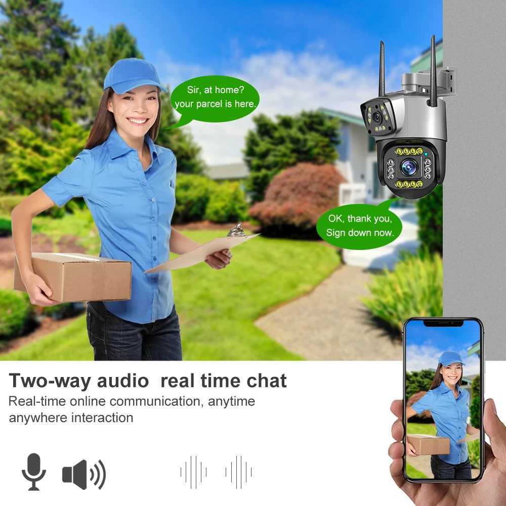 Dual Lens 4G IP Camera WiFi 8MP 4K Surveillance Cameras Wireless Outdoor Smart Home Night Vision V380 Digital Zoom CCTV CamaraXJ241228