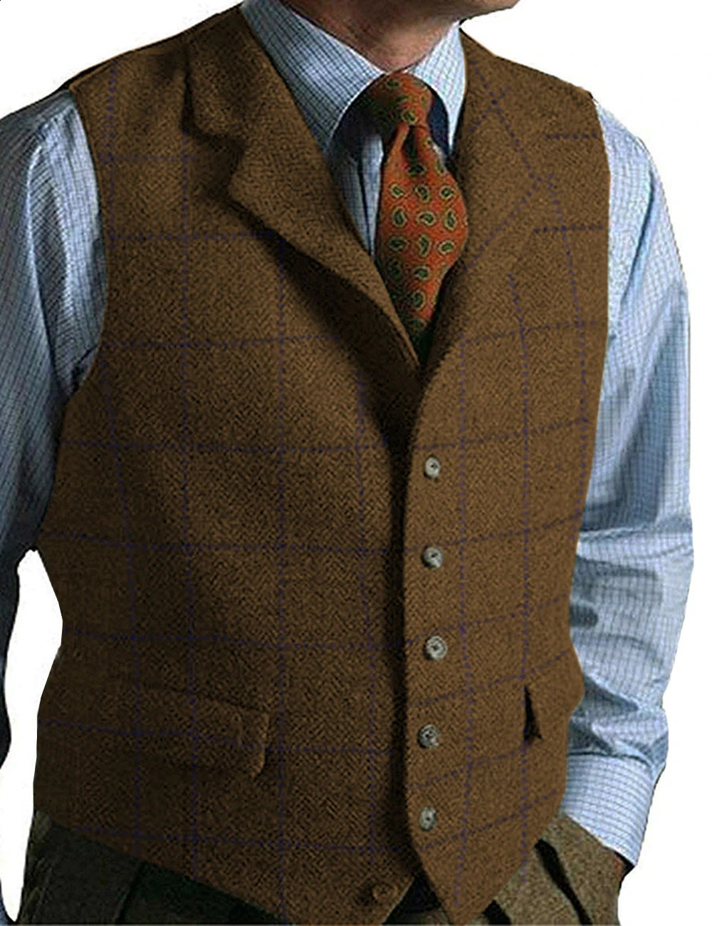 Mens Vest Green Vest Tweed Wool Waistcoat Slim Fit Lapel Plaid Suit Vest Herringbone Tweed Tuxedo Vest for wedding custom 241228