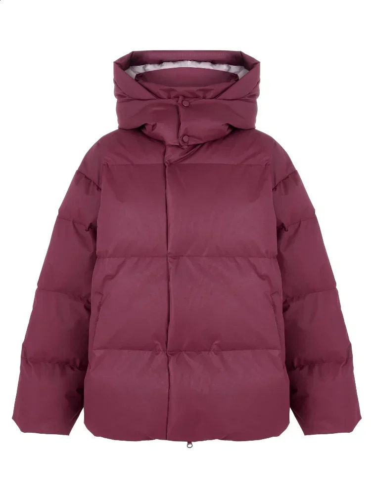 Women Thicken Hooded Down Overtised Cotton Jacket Fashion Long Sleeve Lapel Womens Coat Winter Lady Warm Commute Overcoat 241228