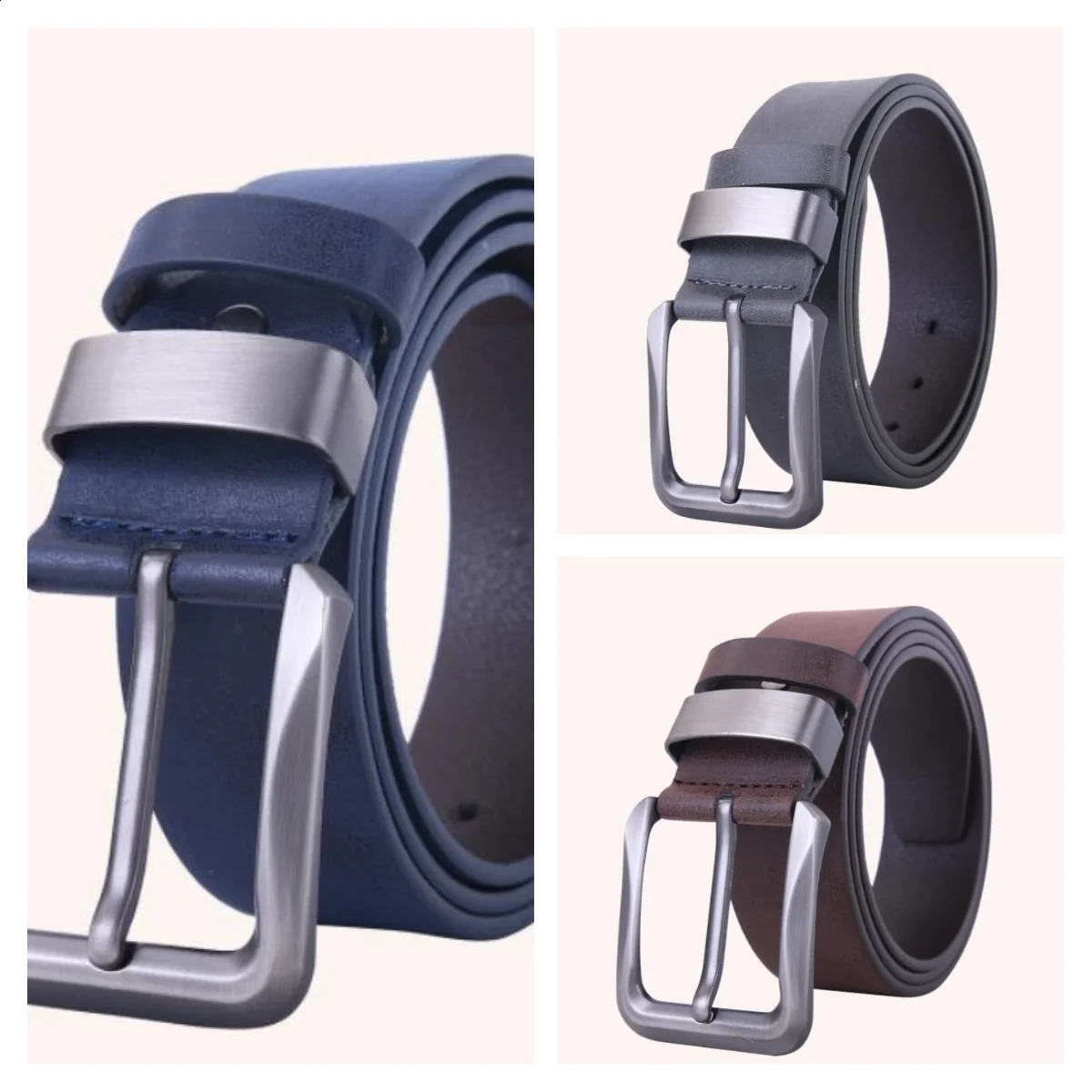 Men Belt Male High Quality Leather Genuine Pu Strap Pin Buckle Fancy Vintage Jeans 241225