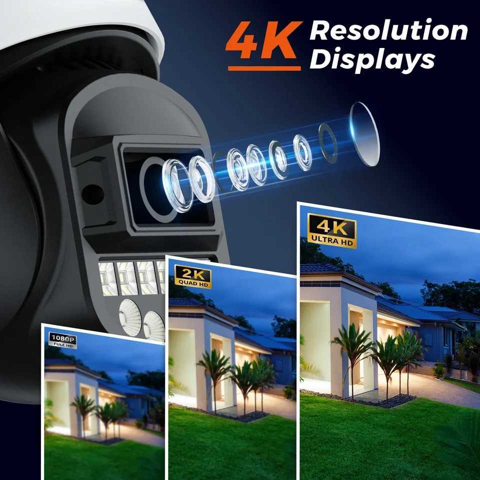 BESDER 5K 10MP WiFi Surveillance Camera 5Ghz Dual Lens Real-time intercom AI Human Detect 8MP 4K Outdoor Security PTZ IP CamerasXJ241228