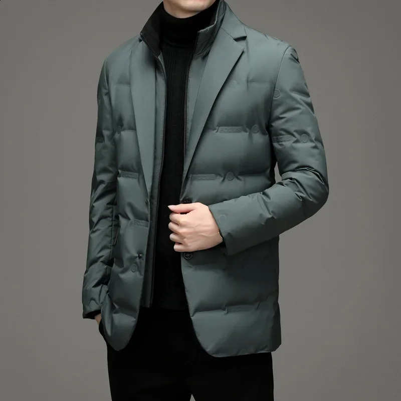 Top Grade Man Down Jacket 2023 Arrival Men Business Casual Classic Suit Collar 90 Gery Duck Coat Keep Warm parkas 241228