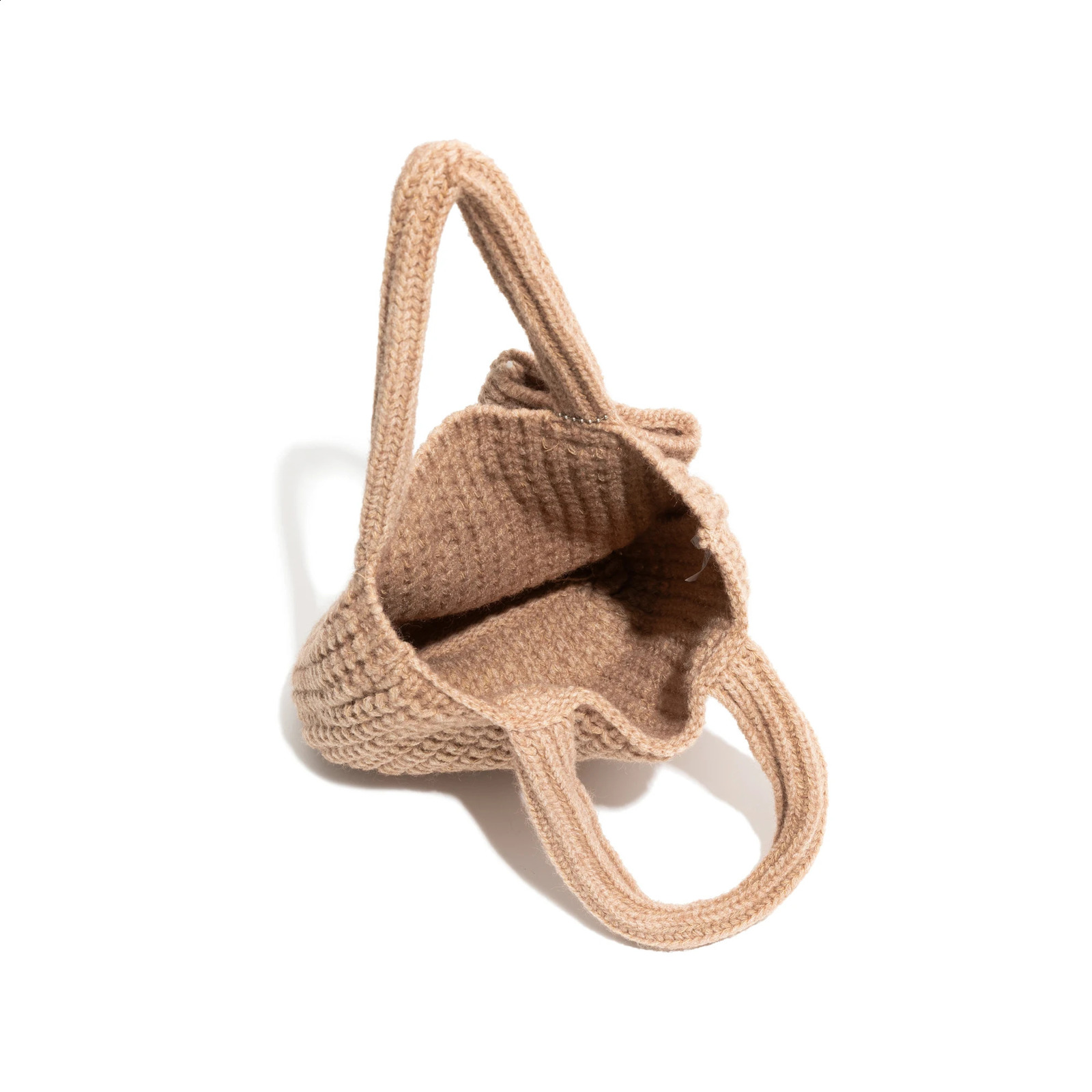 MABULA Winter Woman Knitted Tote Bag Handmade Crochet Kawaii Shoulder Cotton Fabric Woven Aesthetic Fashion Casual Handbag 241226