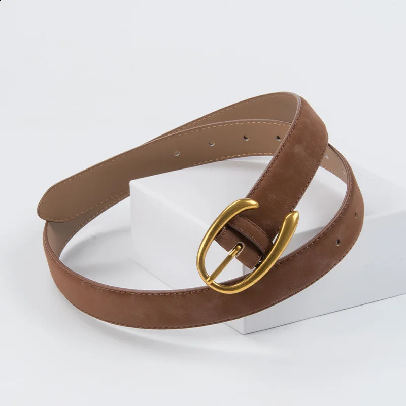 Personalized n Cowhide Womens Belt Gold Metal Pin Buckle Girdle Gothic Retro Suede Leather Waistband 241225