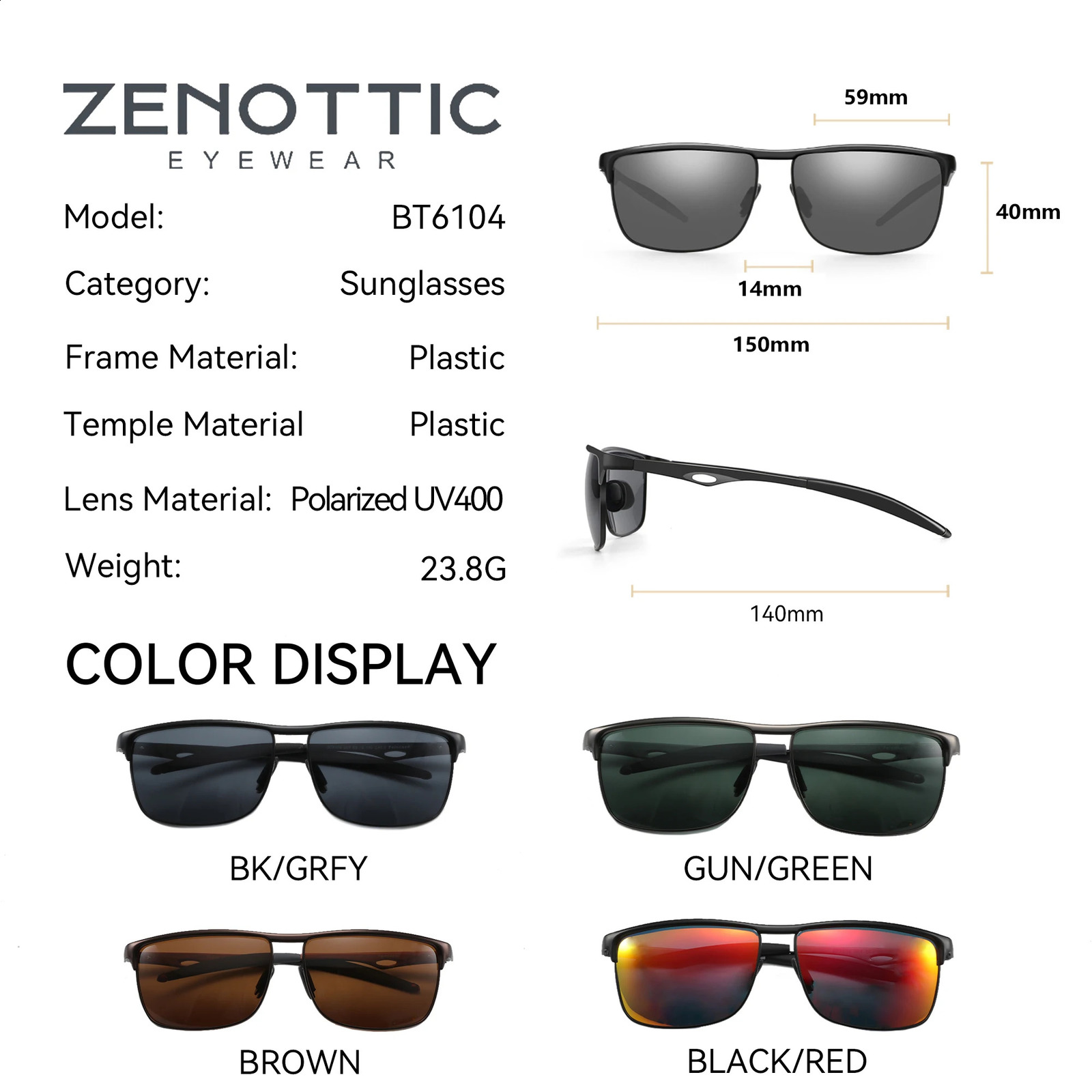 ZENOTTIC Fashion Aluminum UV400 Protection Sunglasses Fashion Polarized Sun Glasses for Fishing Hiking Golf Driving Unisex 241228