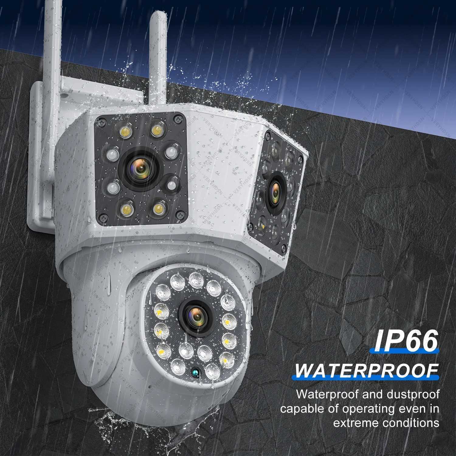 8K 15MP WiFi Outdoor Camera 8X Zoom Three Len Ai Motion Tracking PTZ 6K Video Camera Security Protection Waterproof SurveillanceXJ241228