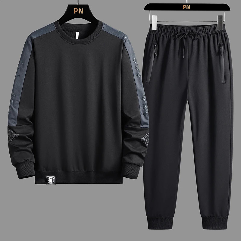 Mens Sportswear Suit Autumn Jogging Sports Sets Young Male Student Korean Fashion Tracksuit Sweatshirt Pants Plus Size 5XL 241224