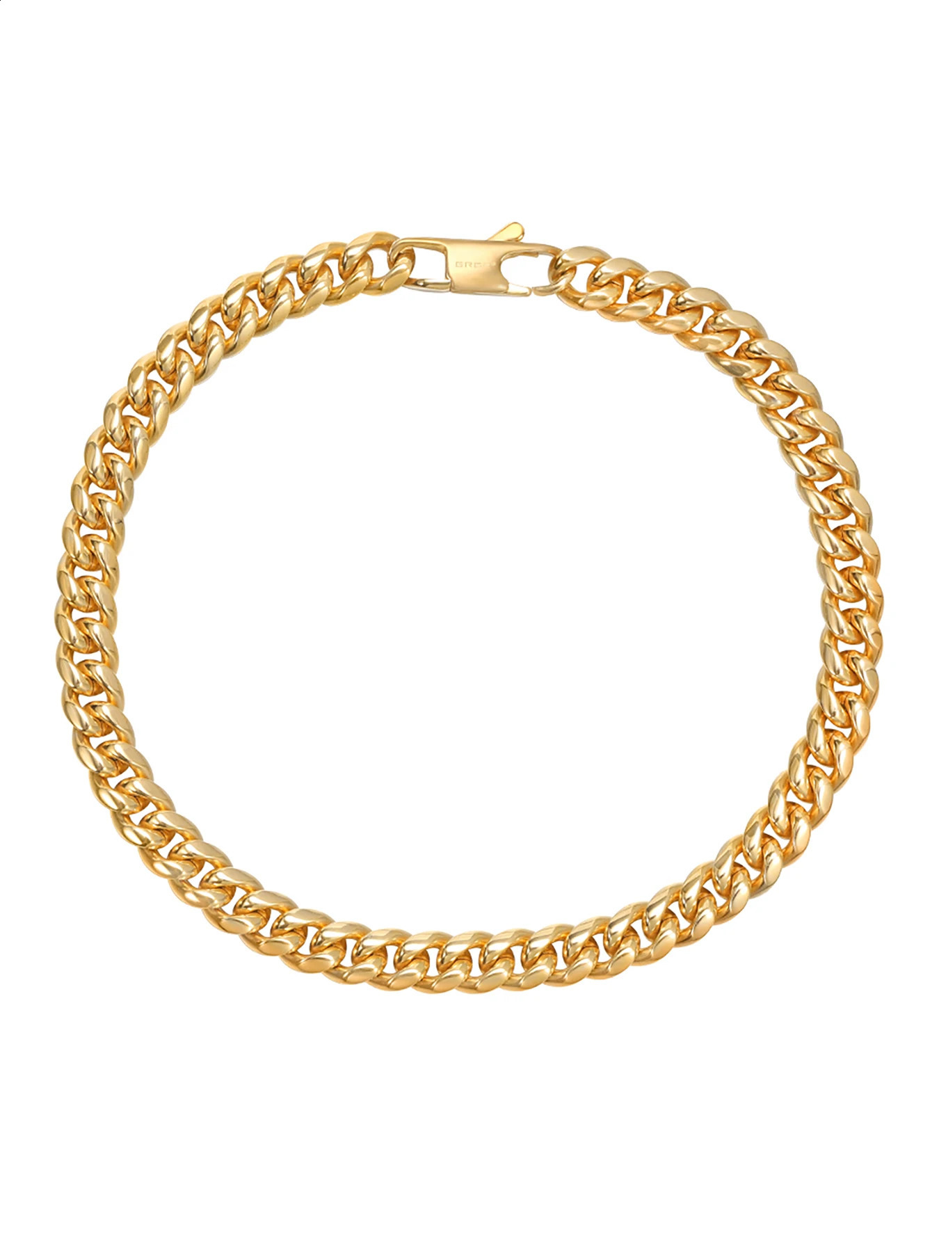 18K Gold Plated Bracelet Solid Stainless Steel Jewelry 5mm Miami Cuban Chain 20cm for Men Women Gifts Punk Style Waterproof 241223