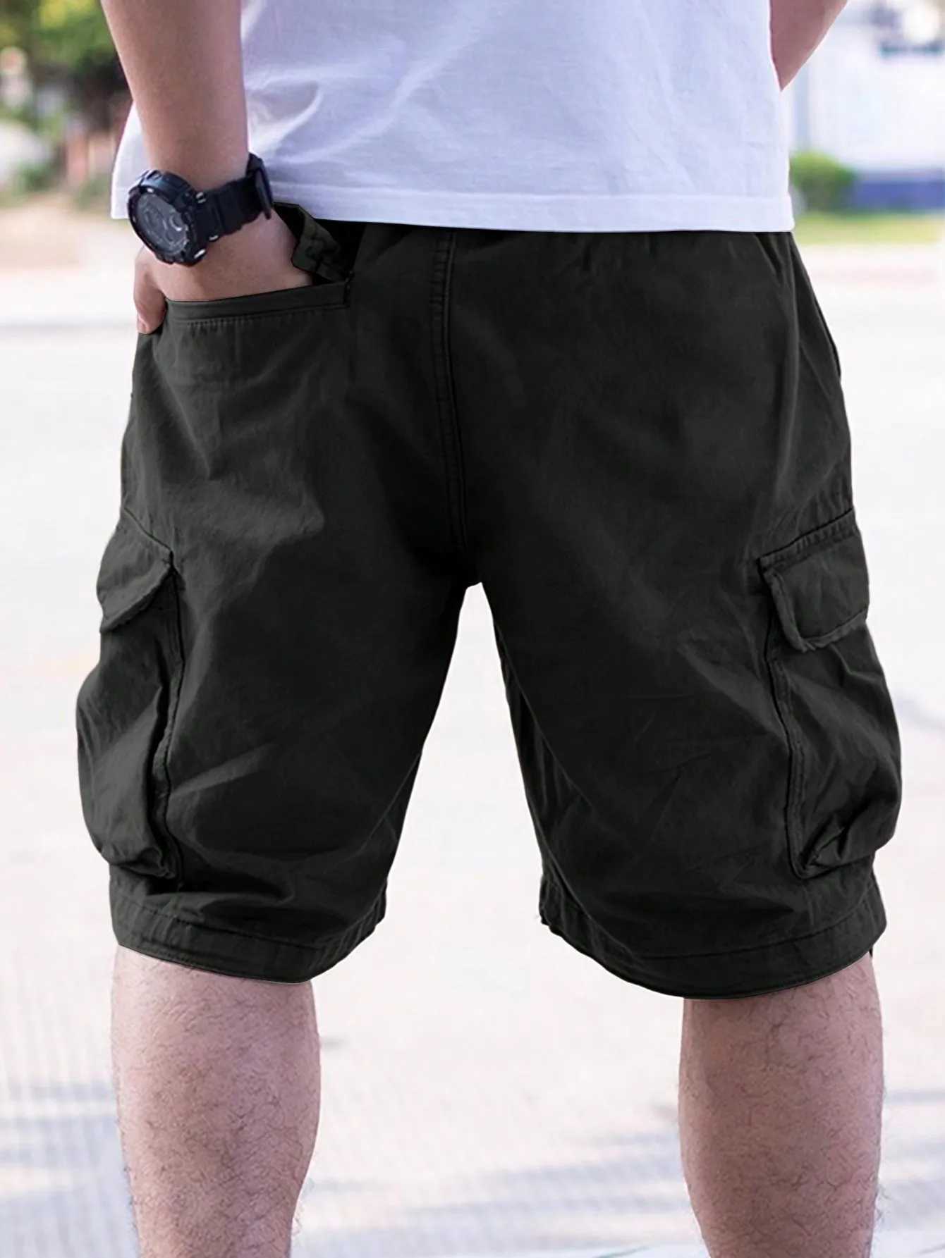 Mens Plain Casual Comfy Cargo Shorts Summer Clothing W241228