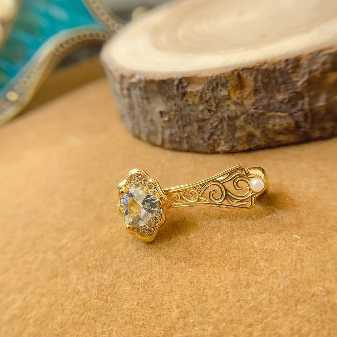 Natural Aquamarine Womens Brooch S925 Pure Silver Chinese Style Satisfactory High-end Exquisite Brooch Accessory 241227