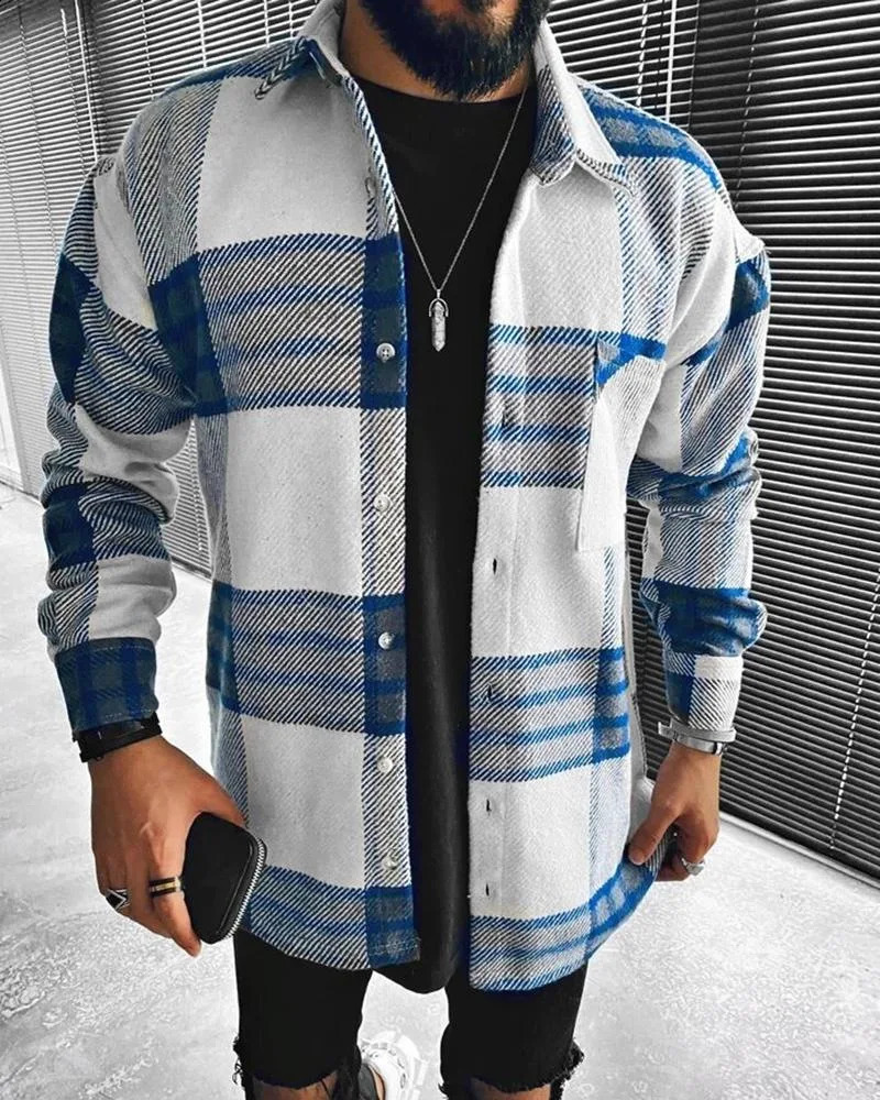 Vintage Men Plaid Shirt Oversize Fashion Loose Long sleeved Cardigan Tops Spring Autumn Casual Shirts Streetwear For Mens 241223