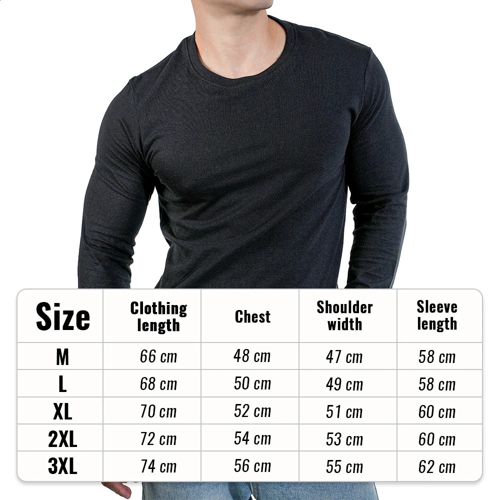 Mens T Shirts Casual Round Neck Long Sleeve Cotton Moisture Wicking Tees Tanks White Black Undershirts Loose Fit Tshirts for Men 241223
