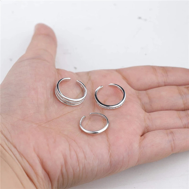 Open Toe Rings Set for Women Simple Thin CZ Tail Band Ring Adjustable Summer Beach Foot Jewelry Apply to Finger 241225