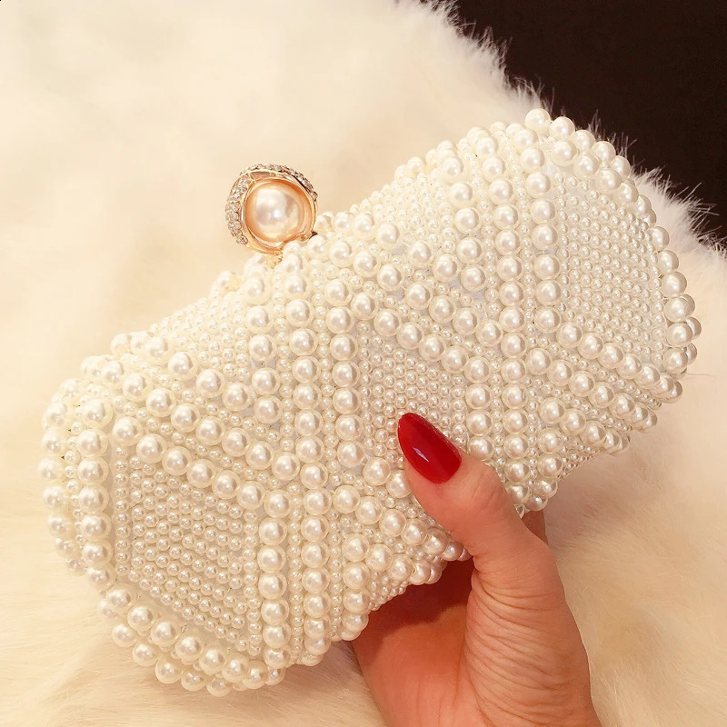 Pearl Clutch Bags Women Purse Ladies white Hand Bags Evening Bags for Party Wedding black Shoulder Bag Bolsa Feminina 241227