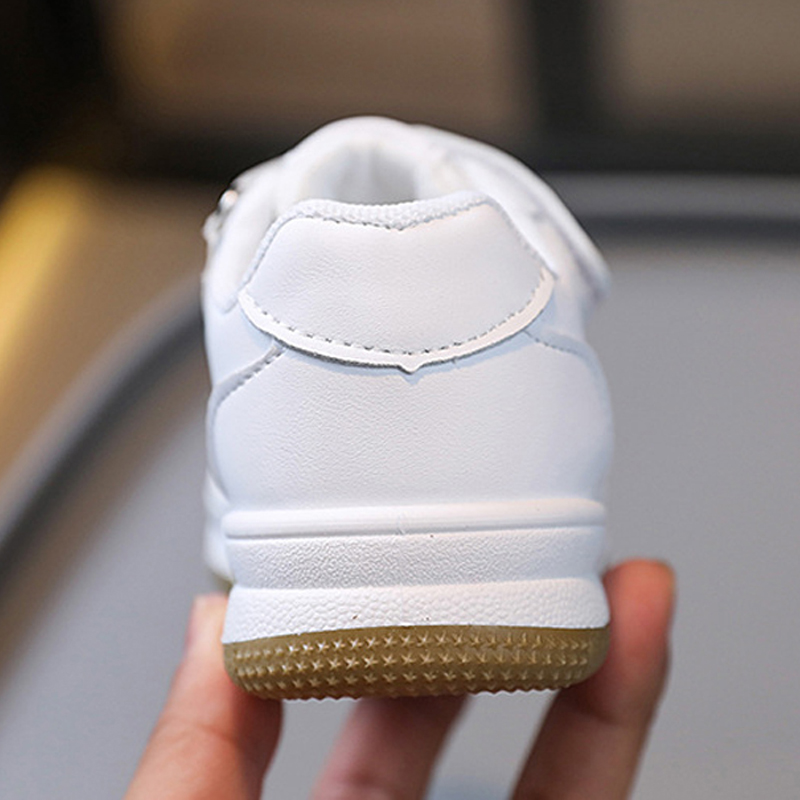 Kids Shoes Youth Sneakers PU Leather Flat Comfortable Black White Casual Sport Shoes Kidsnest Toddler Tennis Skateboard Shoes for Boy Girl Big Sizes U