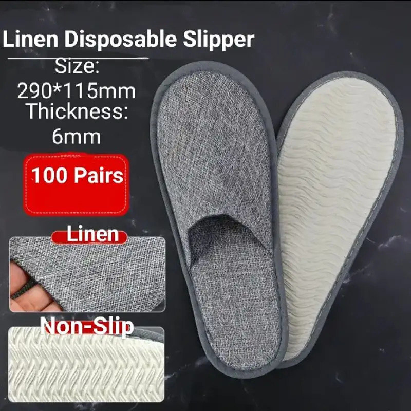 100 Pairs Disposable Slippers For el Home SPA Floor Indoor Guest Beauty Salon Nonslip Big Size White Grey Unisex 241223