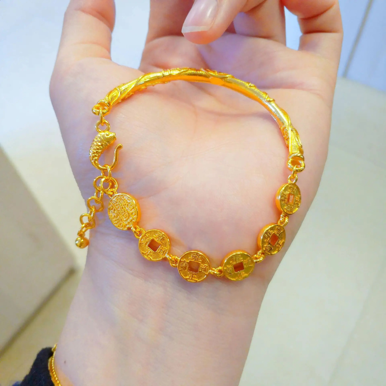 Womens 18K gold five-coin emperor half bracelet Jiyan AU750 bracelet wholesale 241227