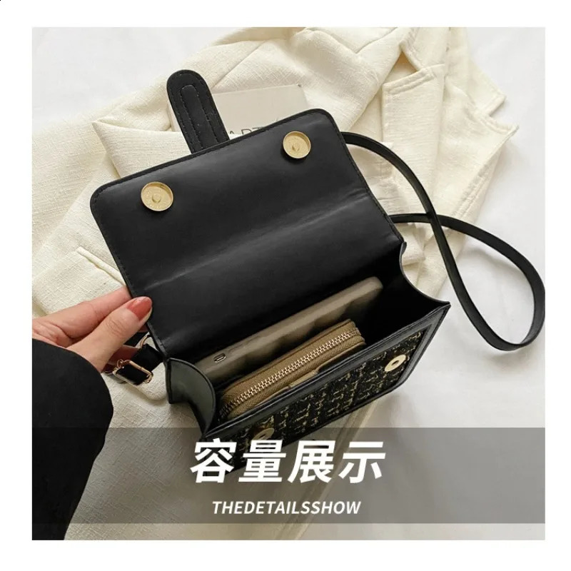 Premium Bag Womens Trendy Fashion Thousand Bird Grid Portable Small Square Bag Versatile Shoulder Messenger Bag 241228