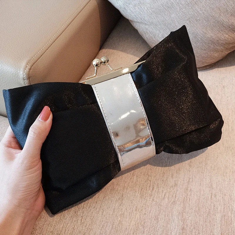 Luxy Moon Black Clutch Bag Women Bow Handbag Crystal Diamond Clutch Purse Party Wedding Bag Elegant Shoulder Bag ZD1469 241227