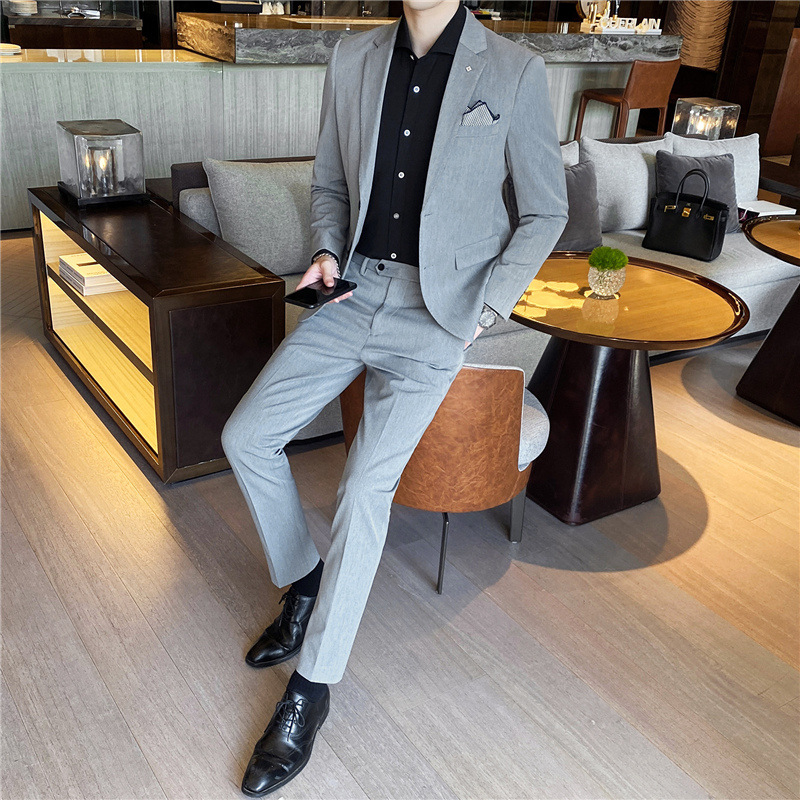 3180 Men's Two-Piece Business Suit - Classic Korean Style