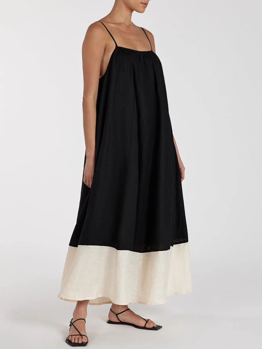 M807 new leisure vacation style sleeveless long skirt female solid color sling long fashion dress