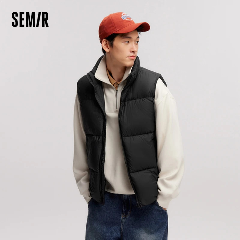 Semir Down Vest Men 2024 Winter Thermal Three-Proof Coat Solid Color Puffer Vest Versatile Vest 241228