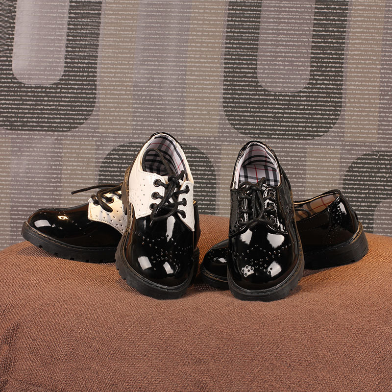 Boys Leather Shoes For Party Wedding Performance Show Stage Black Kidsnest Children Youth Casual Flat Kids Patent Leather Shoes Soft Sizes US5C-US4Y