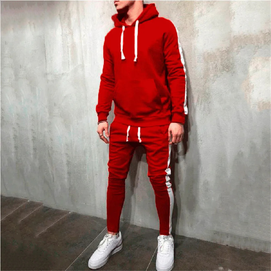 2024 Autumn Men Running Set Men Sport Suits Sportswear 2Pcs Tracksuit Sportswear Hoodies Sweatshirt Pant Suit Men Sports Set 241224