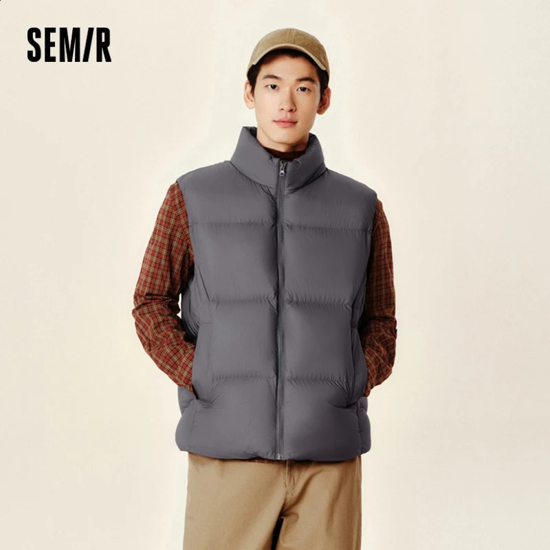 Semir Down Vest Men 2024 Winter Thermal Three-Proof Coat Solid Color Puffer Vest Versatile Vest 241228
