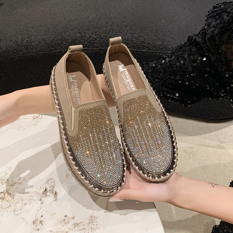 2025 New High Quality Women's Water Diamond Casual Shoes Shiny Flat Vulcanized Shoes Luxury Designer Thick Bottom Casual Shoes Comfortable outdoo