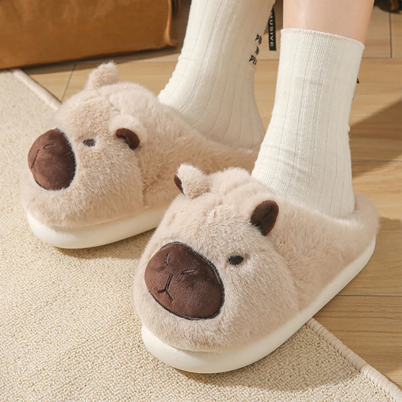 Plush Capybara Slippers Closed Toe Cute Slipon House Shoes Comfortable Furry Walking NonSlip For Indoor Bedroom 241223
