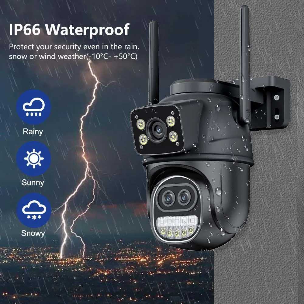12MP 6K Outdoor WIFI Camera Zoom Three Lens Dual Sns PTZ Video Cameras Auto Tracking Home Security CCTV 8MP Surveillance CamXJ241228