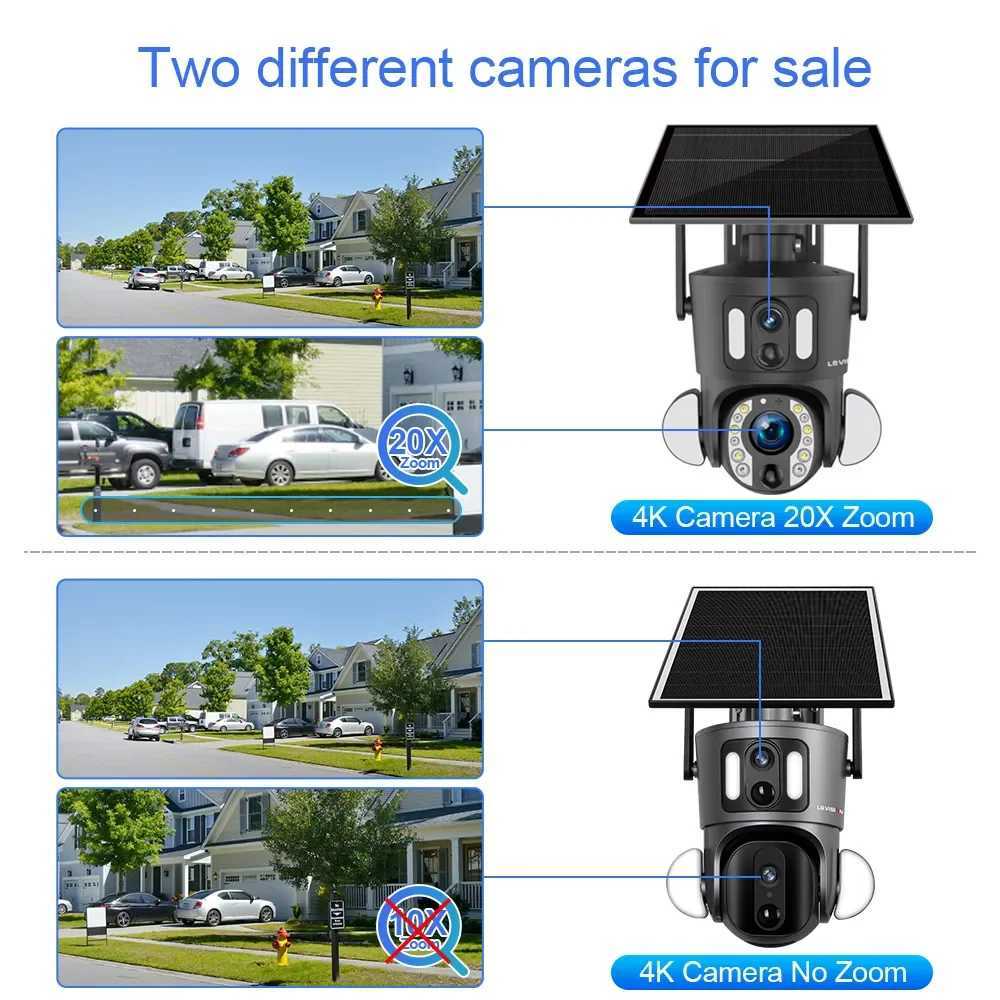 LS VISION 4K 20X Optical Zoom Dual Sn Solar Camera Outdoor 8MP 4G/WiFi PTZ Dual PIR Detection Auto Tracking Security CamerasXJ241228
