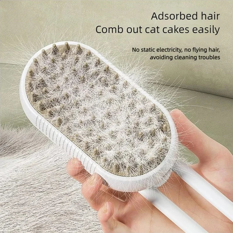 Upgraded version Pet Steam Brush Cat Dog Cleaning Steamy Spray Massage Beauty Comb 3 In 1 Hair Removal Grooming Supplies 241223