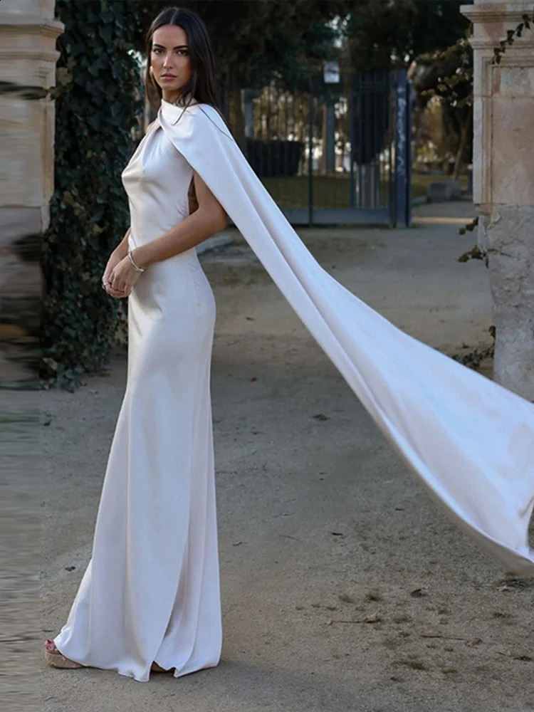 Elegant Satin Halter Party Dress Women Casual Slim Backless Sleeveless High Waist Female Robes 2024 Autumn Lady Evening Dresses 241228