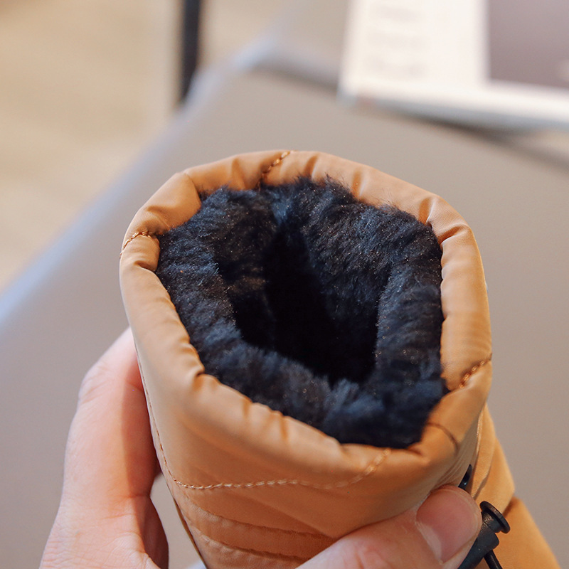 Winter Kids Snow Boots Thick Fur Morden Sewing Elastic Band Children Youth Boots Flat Black Brown Non-slip Warm Boys Girls Toddler Boots Shoes Sizes U