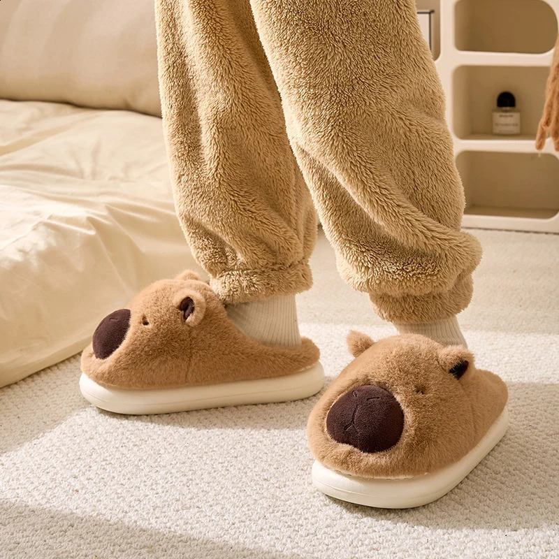 Plush Capybara Slippers Closed Toe Cute Slipon House Shoes Comfortable Furry Walking NonSlip For Indoor Bedroom 241223