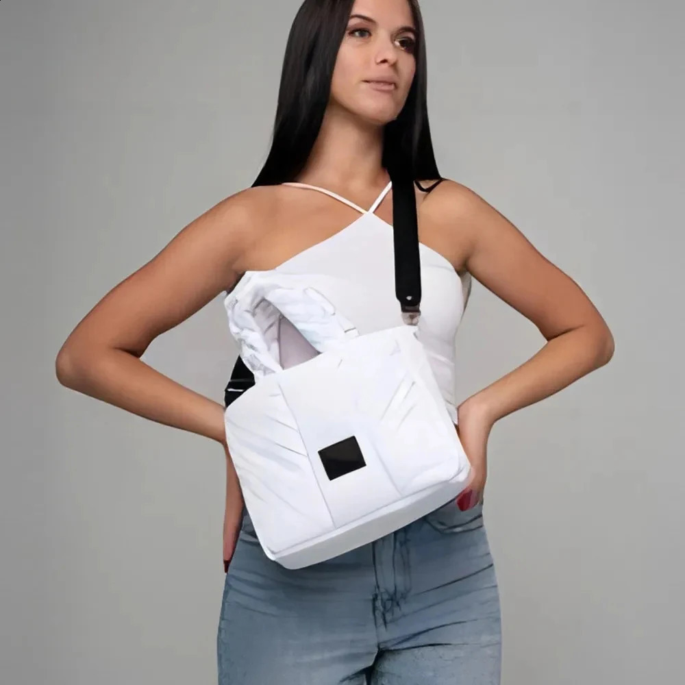 Casual Quilted Tote Bags for Women Down Padded Handbags Woven Handle Shoulder Bag Winter Nylon Space Cotton Bag 241227