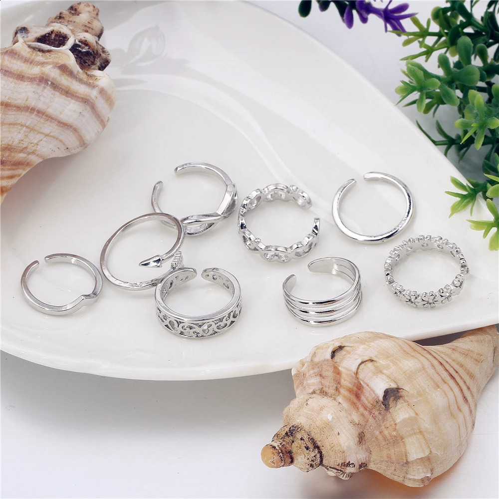 Fashion Toe Ring for Women Girl 18K Gold Plated Jewelry Small Size Adjustable Open Tail Stacking Rings Summer Beach Foot 241225