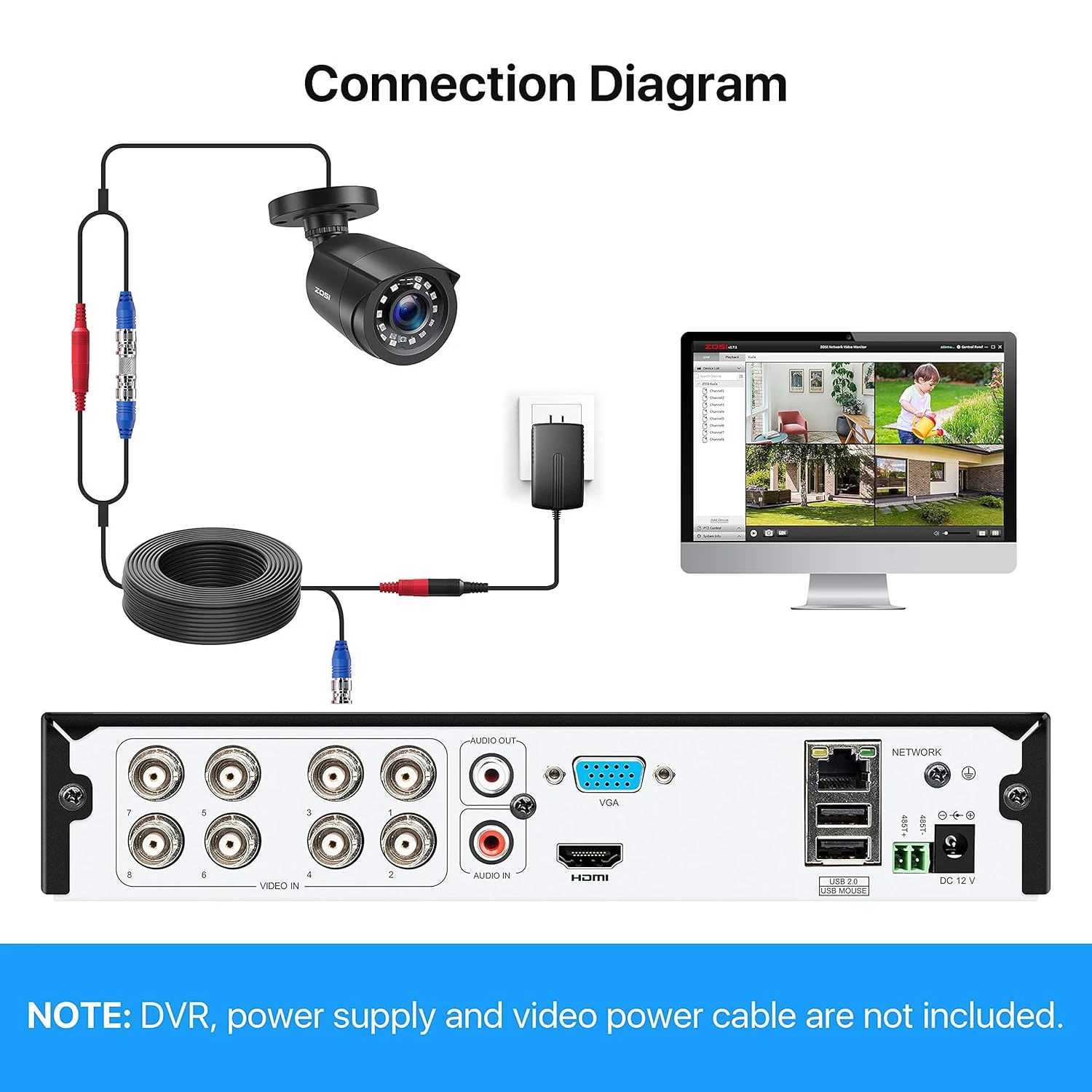 ZOSI 1080P 4 Pack HD TVI Security Cameras Outdoor Indoor Weatherproof Bullet Surveillance Camera for Analog CCTV DVR SystemXJ241228