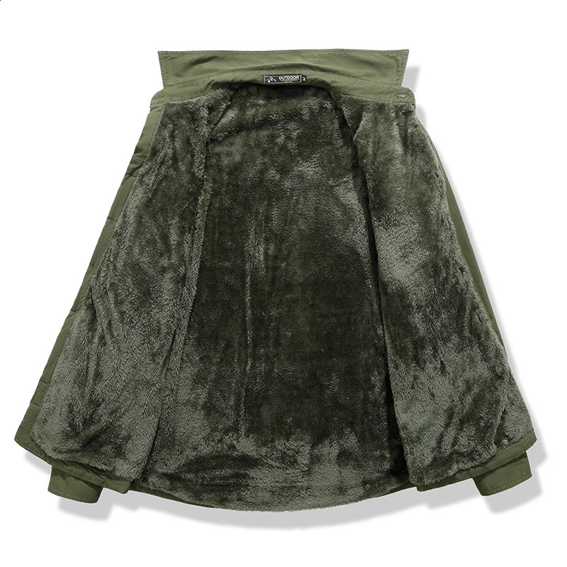 Winter Men Fleece Cargo Cotton Long Sleeve Shirts Man Casual Military Tactic Thick Shirts Man Outdoor Blouses Polo Top Shirt 5XL 241223