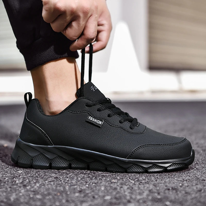 Men snaekers LaceUp Outdoor Shoes Leather Fashion Sneakers ShockAbsorption Comfort Walking men footwear big size 48 241223