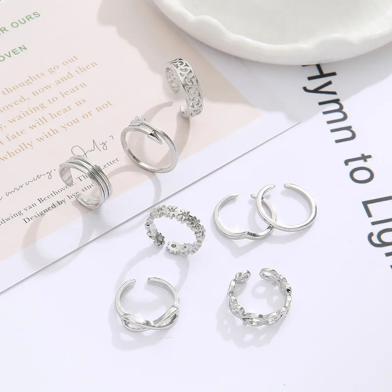 8Pcs Adjustable Toe Rings for Women Foot Ring GoldSilver Color Metal Round Jewelry Girls Summer Beach Barefeet Fashion 241225