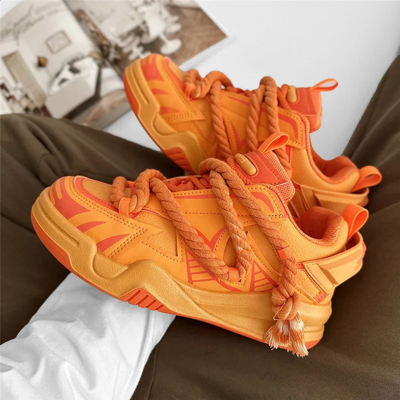 Trend ner Orange Shoes For Men Fashion Mens Casual Sneaker Streetwear Platform Skateboard Hip Hop 241223